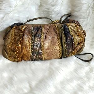 Vintage Rita Diana for Mylinka purse bag Boho Hippie Lace Beads Canvas